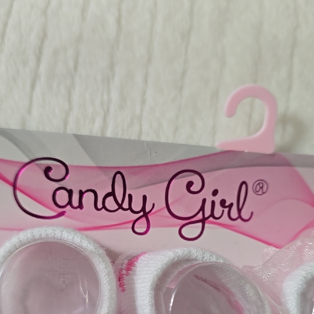White Infant Socks with Pink Accents - Picture 3 of 6